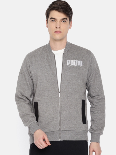 

Puma Men Grey Solid Athletics Jacket Medium Gray Heather Sports Track Sweatshirt