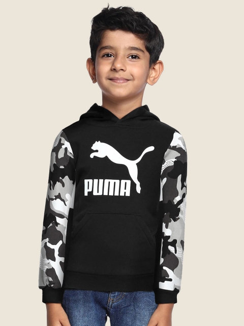 

Puma Boys Black Printed Hooded Sweatshirt