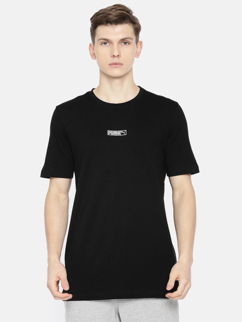 

Puma Men Black Solid Round Neck Classics Logo N.2 T-shirt