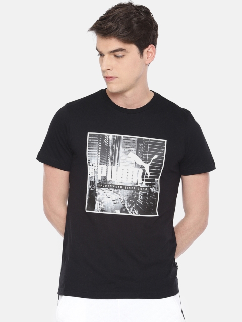 

Puma Men Black Printed Round Neck T-shirt