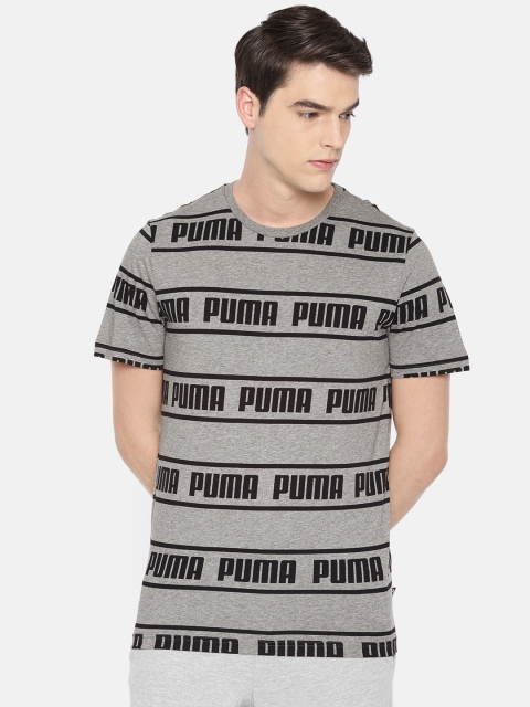 

Puma Men Grey & Black Printed Round Neck T-shirt