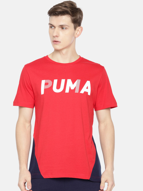 

Puma Men Red Printed Modern Sports Advanced Drycell Round Neck Pure Cotton T-shirt