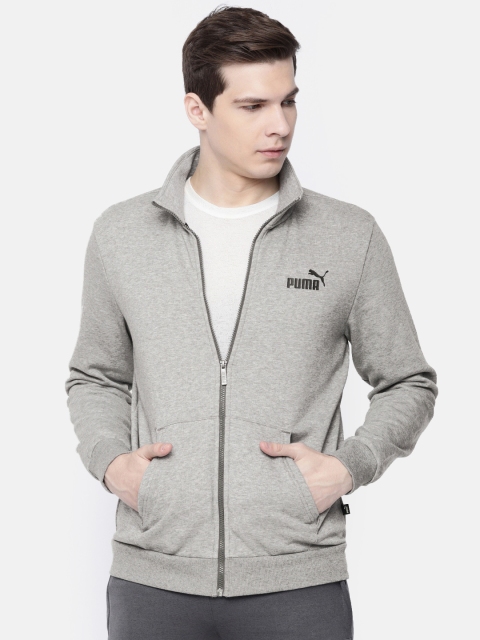 

Puma Men Grey Solid Essentials Fleece Track Jacket