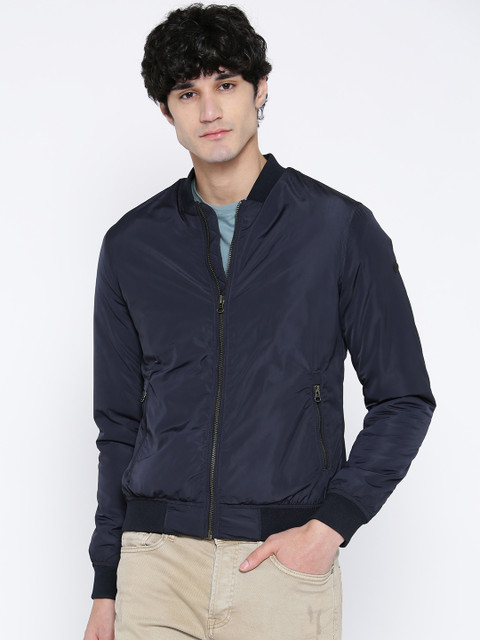 

U.S. Polo Assn. Men Navy Blue Solid Bomber Jacket