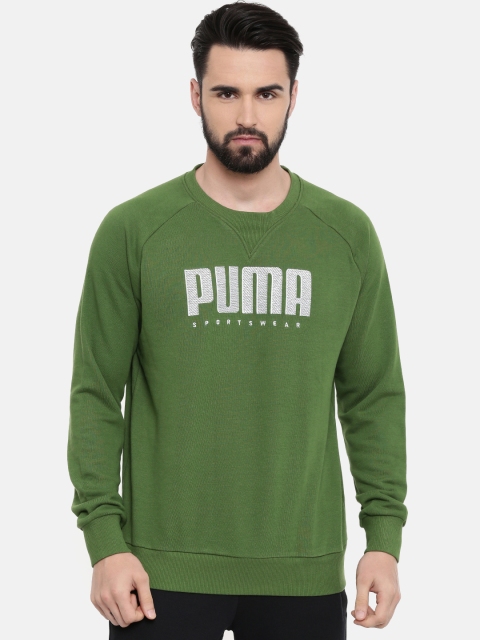 

Puma Men Green Athletics Crew TR Solid Embroidered Sweatshirt