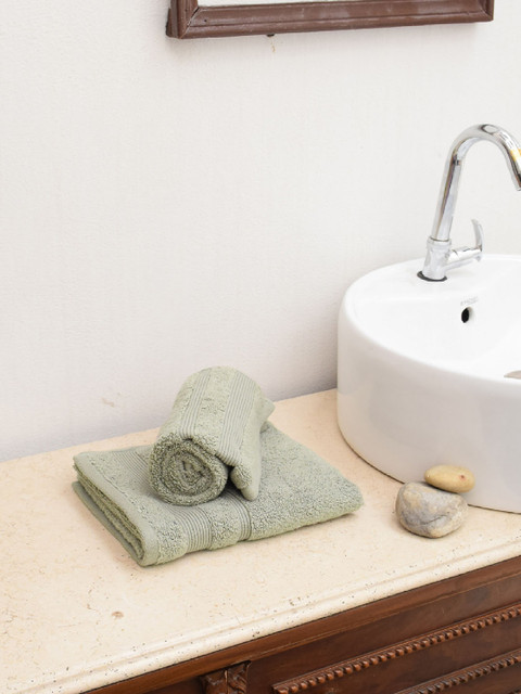 

Avira Home Unisex Set of 2 Green 550 GSM Hand Towels