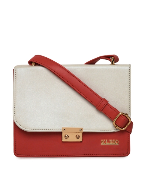 

KLEIO Red & White Colourblocked Sling Bag