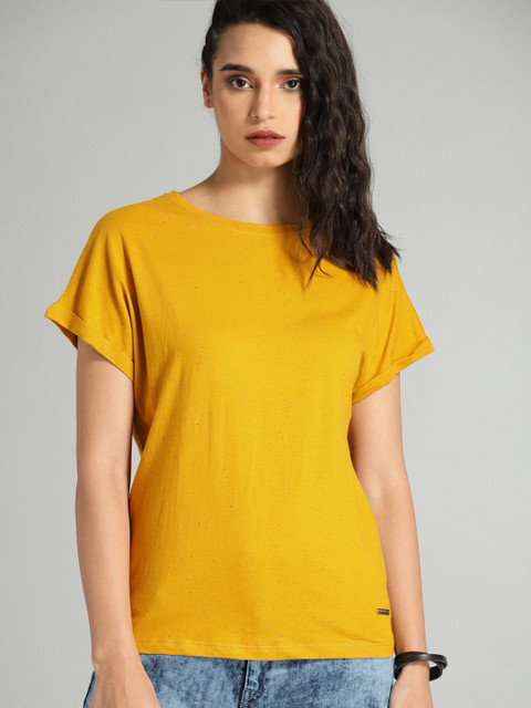 

Roadster Women Yellow Printed Top
