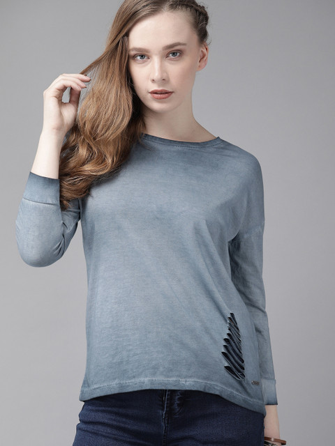 

Roadster Women Blue Dyed Top