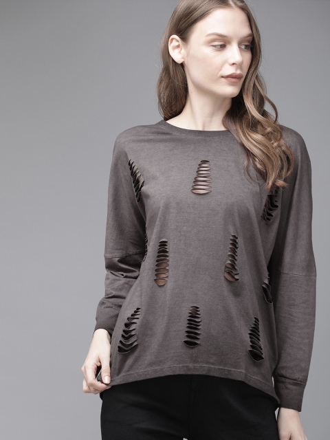 

Roadster Women Charcoal Dyed Top