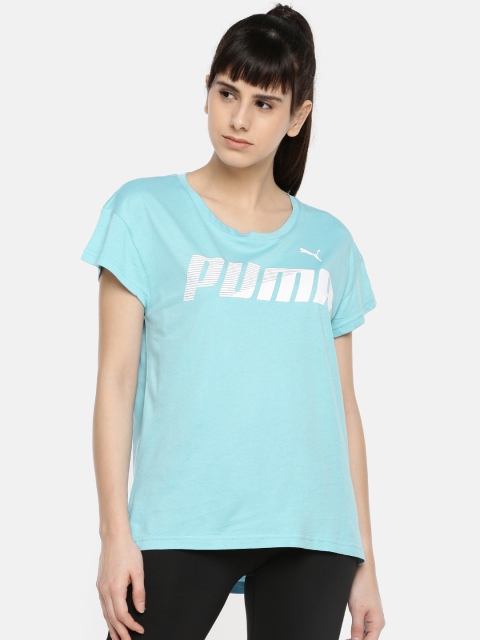 

Puma Women Turquoise Blue Printed MODERN SPORT Round Neck T-shirt