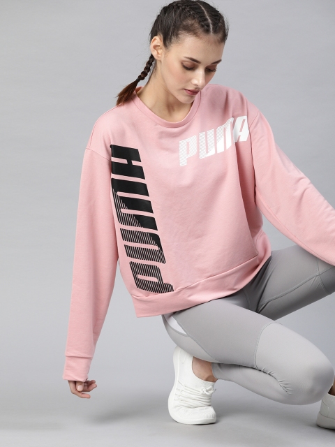 

Puma Women Pink Boxy Brand Logo Print Modern Sport Crew Sweatshirt