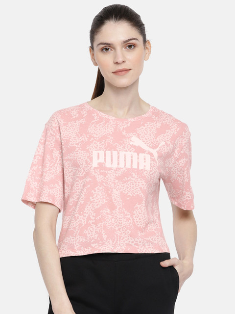 

Puma Women Pink Printed Relaxed Fit Round Neck T-shirt
