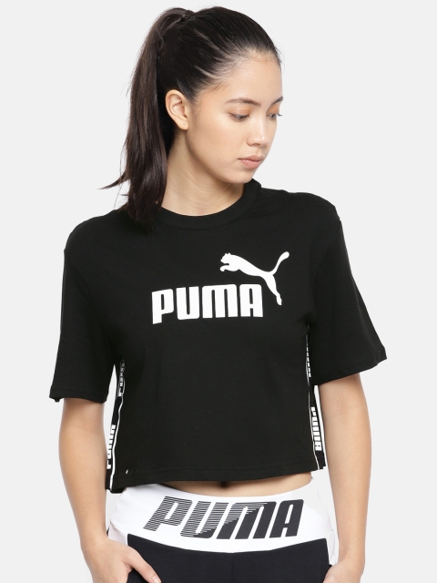 

Puma Women Black Printed Relaxed Fit Round Neck Amplified Cropped T-shirt