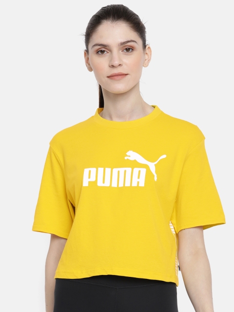 

Puma Women Yellow Relaxed Fit Printed Amplified Cropped Round Neck Boxy T-shirt