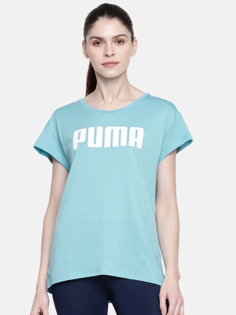 

Puma Women Blue Printed Relaxed Fit dry-CELL Round Neck T-shirt