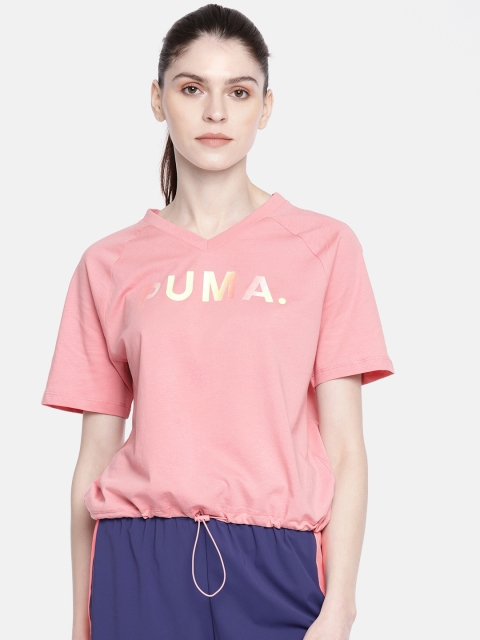 

Puma Women Pink Printed Round Neck T-shirt