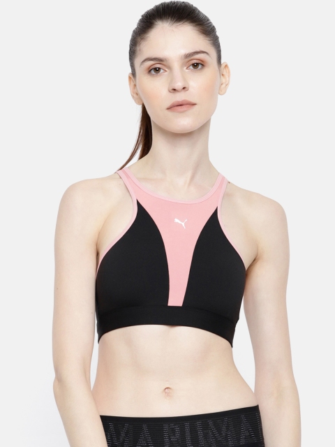 

Puma Women Black & Pink Colourblocked Non-Wired Lightly Padded Studio Bra 51829301
