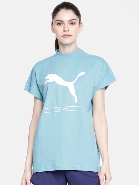 

Puma Women Blue Printed Round Neck T-shirt
