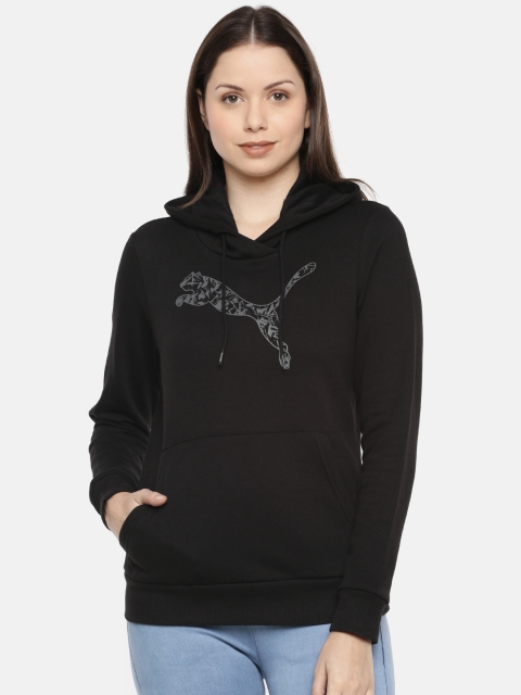 

Puma Women Black Printed Hooded Sweatshirt