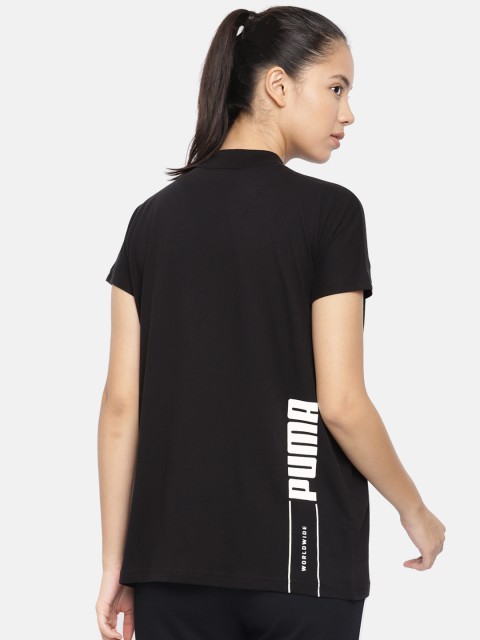 

Puma Women Black Printed Regular Fit NU-TILITY High Neck T-shirt