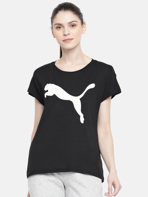 

Puma Women Black Printed Relaxed Fit dryCELL Round Neck T-shirt