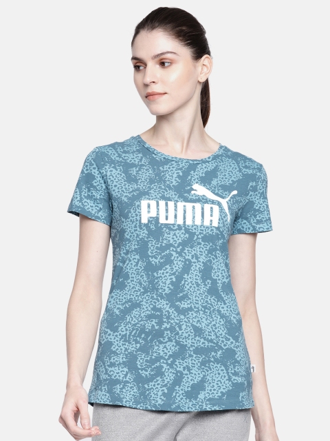 

Puma Women Blue Printed Round Neck T-shirt