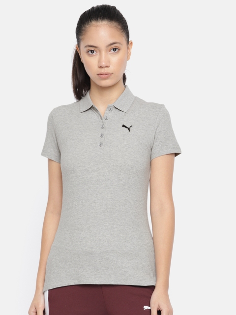 

Puma Women Grey Solid ESS Polo Collar T-shirt