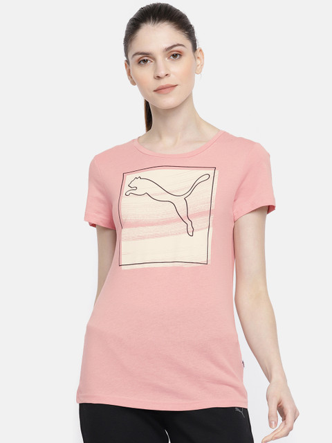

Puma Women Pink Printed Regular Fit Round Neck T-shirt