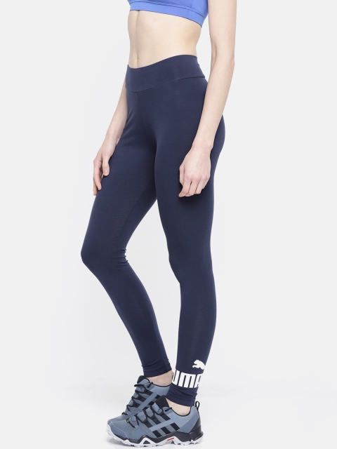 

Puma Women Navy Blue Solid Tight Fit ESS Logo Tights