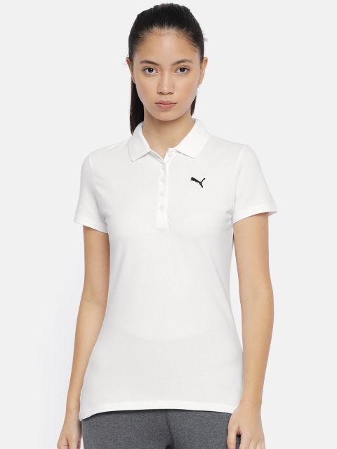 

Puma Women White Solid ESS Polo Collar T-shirt