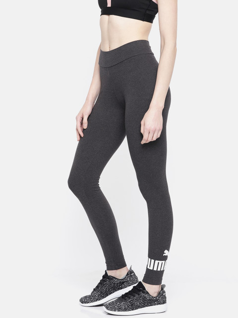 

Puma Women Charcoal Grey Solid Tight Fit ESS Logo Tights