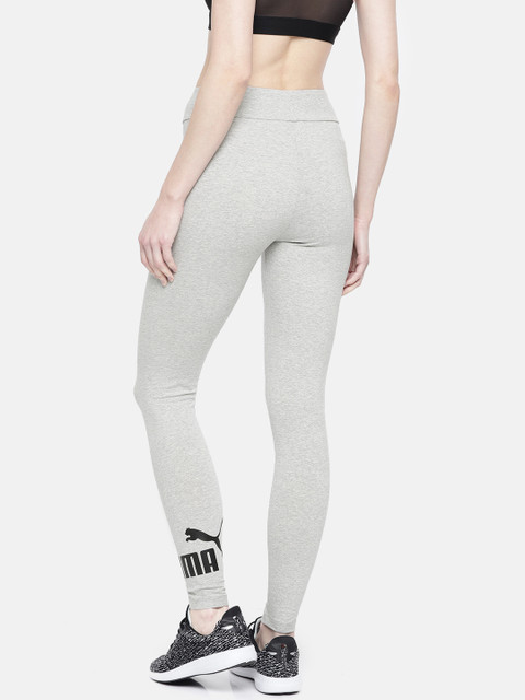 

Puma Women Grey Melange Solid Tight Fit ESS Logo Tights