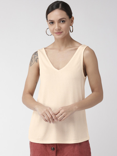 

Marks & Spencer Women Cream-Coloured Ribbed Top