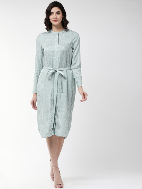 

Marks & Spencer Women Blue & Off-White Checked A-Line Dress