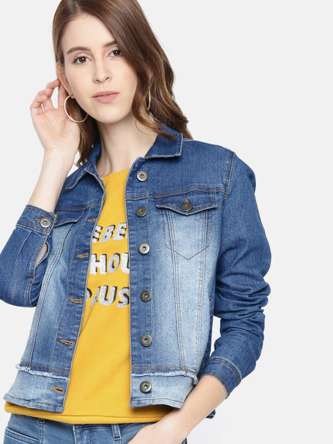 

Ms.Taken Women Blue Solid Denim Jacket