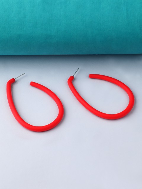 

Rubans Red Handcrafted Circular Hoop Earrings
