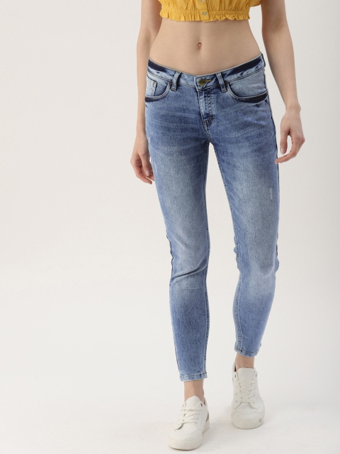 

Ms.Taken Women Blue Skinny Fit Mid-Rise Low Distress Stretchable Jeans