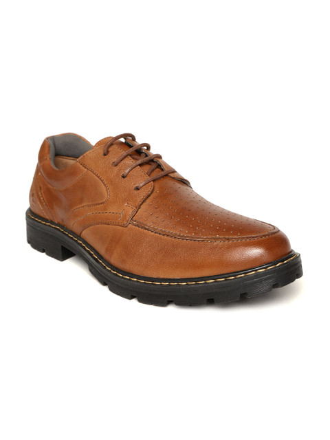 

LEO CLAWS Men Tan Brown Leather Semiformal Perforated Derbys