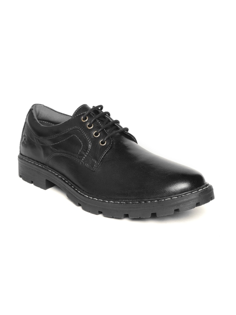 

LEO CLAWS Men Black Solid Leather Semiformal Derbys