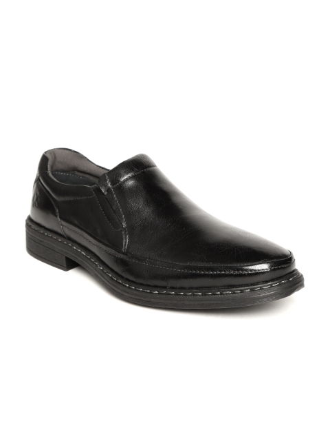 

LEO CLAWS Men Black Solid Leather Formal Slip-Ons