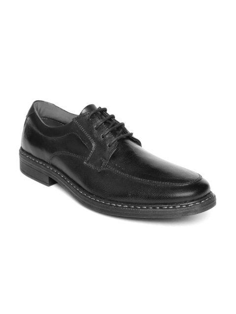 

LEO CLAWS Men Black Solid Leather Formal Derbys