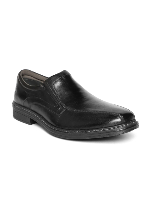 

LEO CLAWS Men Black Leather Formal Slip-Ons