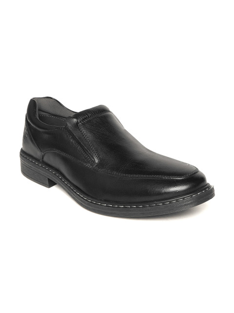 

LEO CLAWS Men Black Leather Formal Slip-Ons
