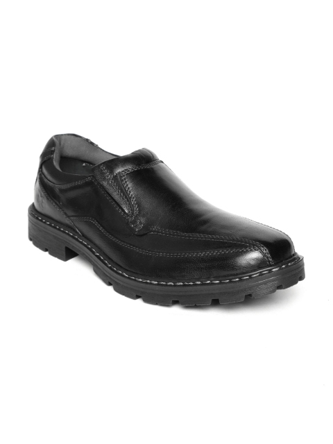 

LEO CLAWS Men Black Leather Semiformal Slip-Ons