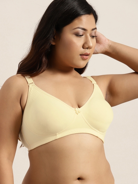 Plus Size Yellow Solid Non-Wired Non Padded Everyday Bra SZ-BRA-708G