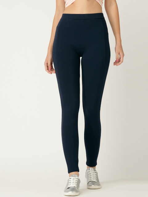 

United Colors of Benetton Women Navy Blue Solid Treggings