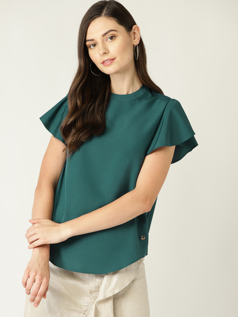 

United Colors of Benetton Women Teal Green Solid Top