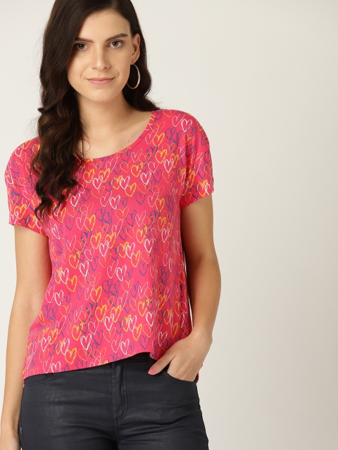 

United Colors of Benetton Women Pink Printed Round Neck T-shirt