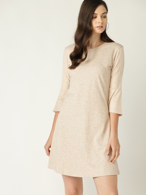

United Colors of Benetton Women Beige Solid A-Line Dress